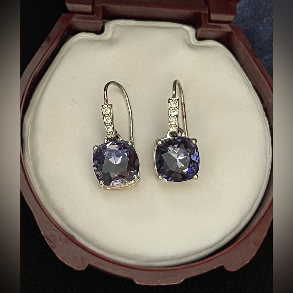 Vintage Large Purple C/Z Earrings - Picture 2 of 8